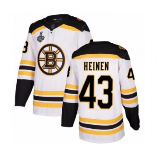 Men's Boston Bruins #43 Danton Heinen Authentic White Away 2019 Stanley Cup Final Bound Hockey Jersey - Ujersey