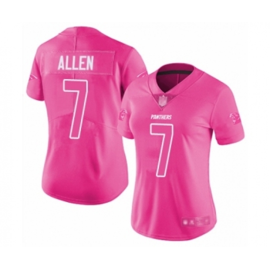 Women's Carolina Panthers #7 Kyle Allen Limited Pink Rush Fashion Football Jersey - Ujersey