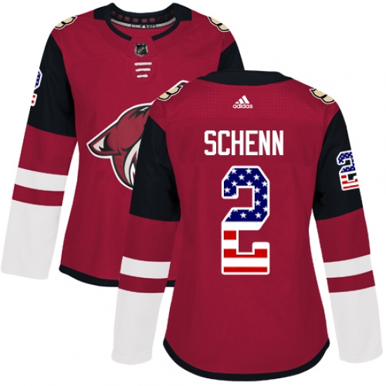 Women's Adidas Arizona Coyotes #2 Luke Schenn Authentic Red USA Flag Fashion NHL Jersey - Ujersey