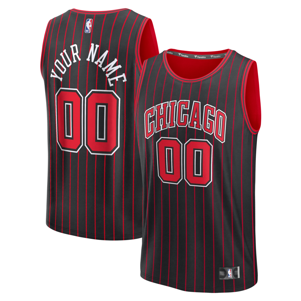 Youth Chicago Bulls Fanatics Black Fastbreak Custom Jersey - Statement Edition - Ujersey Shop