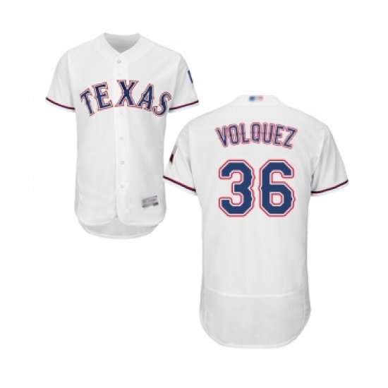 Men's Texas Rangers #36 Edinson Volquez White Home Flex Base Authentic Collection Baseball Jersey - Ujersey