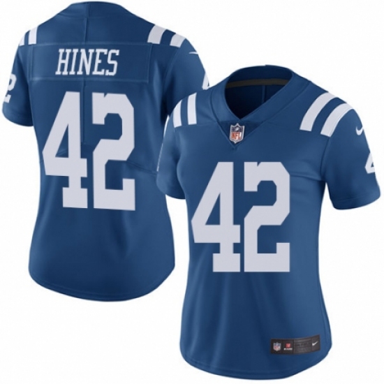 Women's Nike Indianapolis Colts #42 Nyheim Hines Limited Royal Blue Rush Vapor Untouchable NFL Jersey - Ujersey