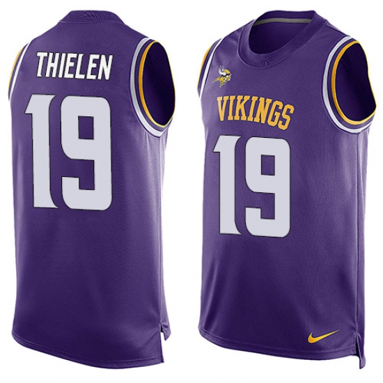 Men's Nike Minnesota Vikings #19 Adam Thielen Limited Purple Player Name & Number Tank Top NFL Jersey - Ujersey