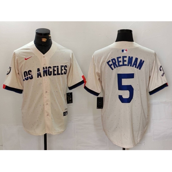 Men's Los Angeles Dodgers #5 Freddie Freeman Cream 2024 City Connect Limited Stitched Jersey - Ujersey