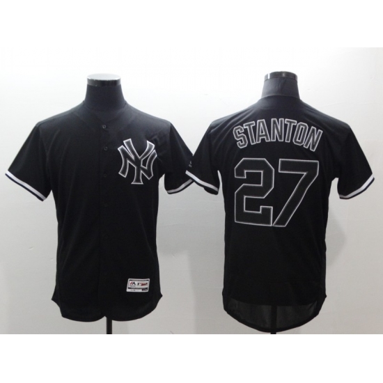 Men's New York Yankees #27 Giancarlo Stanton Authentic Black Fashion Baseball Jersey - Ujersey