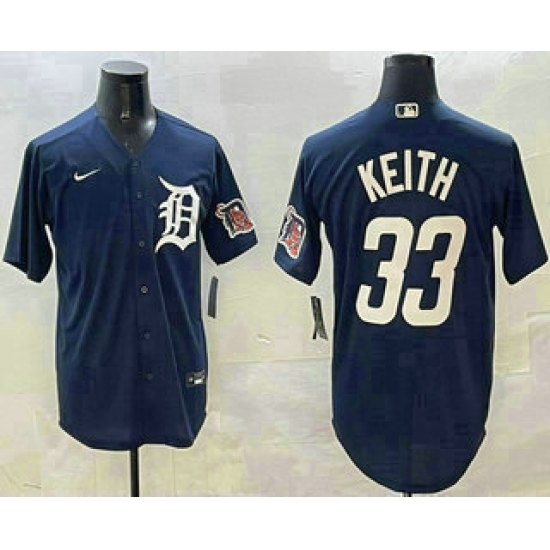 Men's Detroit Tigers #33 Colt Keith Navy With Cool Base Stitched Jersey - Ujersey