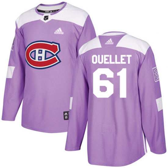 Men's Adidas Montreal Canadiens #61 Xavier Ouellet Authentic Purple Fights Cancer Practice NHL Jersey - Ujersey