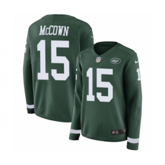 Women's Nike New York Jets #15 Josh McCown Limited Green Therma Long Sleeve NFL Jersey - Ujersey