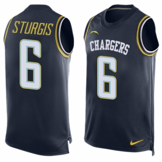 Men's Nike Los Angeles Chargers #6 Caleb Sturgis Limited Navy Blue Player Name & Number Tank Top NFL Jersey - Ujersey