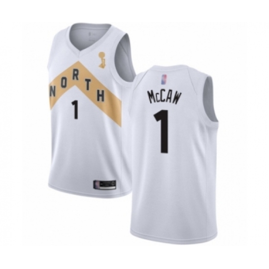 Youth Toronto Raptors #1 Patrick McCaw Swingman White 2019 Basketball Finals Champions Jersey - City Edition - Ujersey