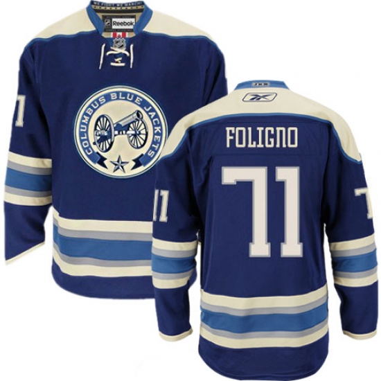Youth Reebok Columbus Blue Jackets #71 Nick Foligno Premier Navy Blue Third NHL Jersey - Ujersey