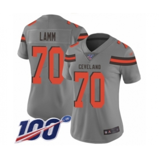 Women's Cleveland Browns #70 Kendall Lamm Limited Gray Inverted Legend 100th Season Football Jersey - Ujersey