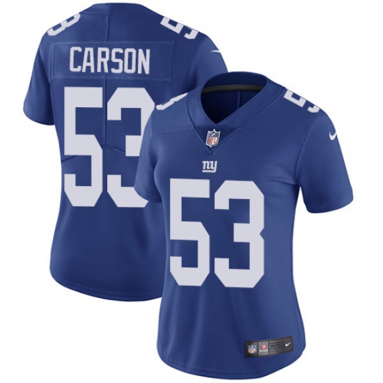 Women's Nike New York Giants #53 Harry Carson Elite Royal Blue Team Color NFL Jersey - Ujersey