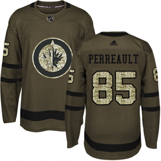 Men's Adidas Winnipeg Jets #85 Mathieu Perreault Authentic Green Salute to Service NHL Jersey - Ujersey