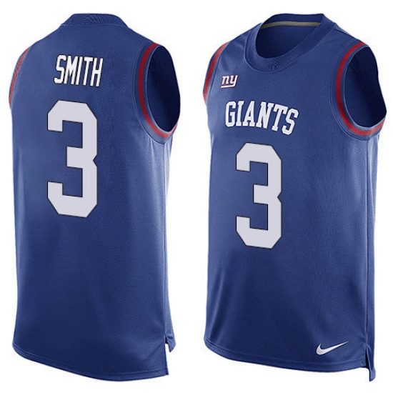 Men's Nike New York Giants #3 Geno Smith Limited Royal Blue Player Name & Number Tank Top NFL Jersey - Ujersey