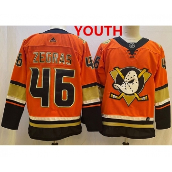 Youth Anaheim Ducks #46 Trevor Zegras Orange Authentic Adidas Jersey - Ujersey