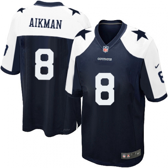 Men's Nike Dallas Cowboys #8 Troy Aikman Game Navy Blue Throwback Alternate NFL Jersey - Ujersey