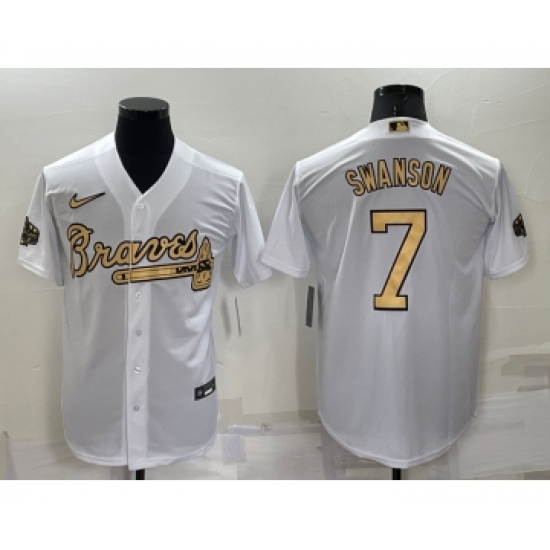Men's Atlanta Braves #7 Dansby Swanson White 2022 All Star Stitched Cool Base Nike Jersey - Ujersey