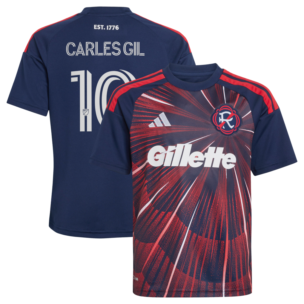 Youth New England Revolution Carles Gil adidas Blue 2026 Independence Day Replica Jersey - Ujersey
