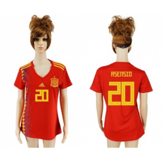Women's Spain #20 Asensio Red Home Soccer Country Jersey