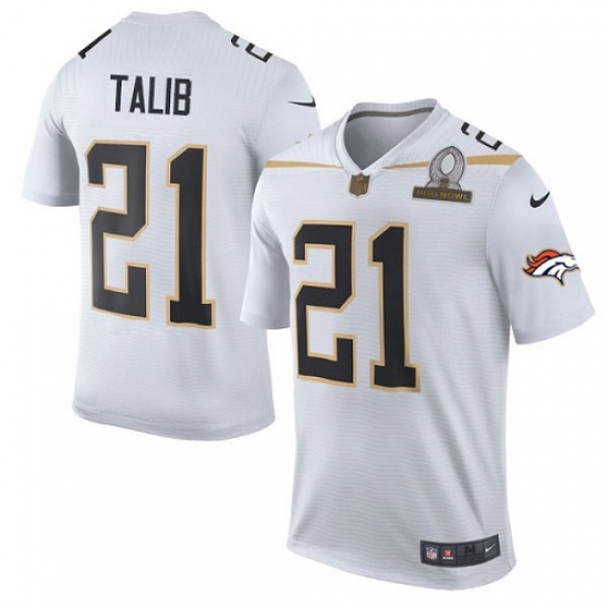 Men's Nike Denver Broncos #21 Aqib Talib Elite White Team Rice 2016 Pro Bowl NFL Jersey - Ujersey