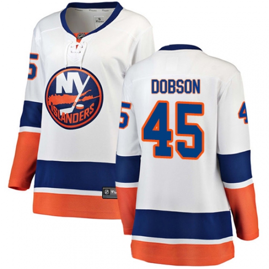 Women's New York Islanders #45 Noah Dobson Fanatics Branded White Away Breakaway NHL Jersey - Ujersey