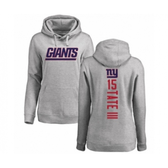 Football Women's New York Giants #15 Golden Tate III Ash Backer Pullover Hoodie - Ujersey