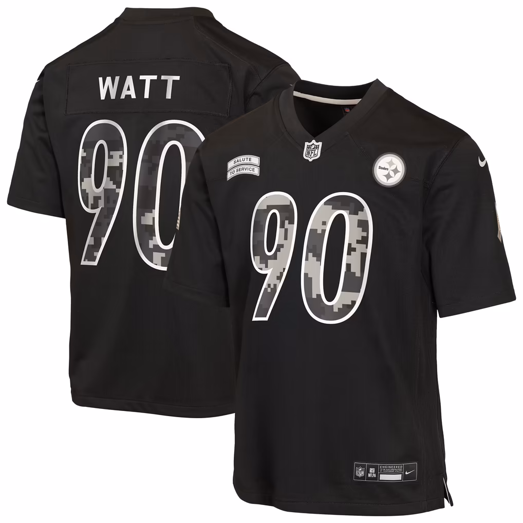 Youth Pittsburgh Steelers T.J. Watt Nike Black 2026 Salute to Service Game Jersey - Ujersey Shop