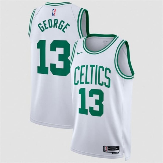Men's Boston Celtics #13 Paul George White 2026 Association Edition Stitched Basketball Jersey