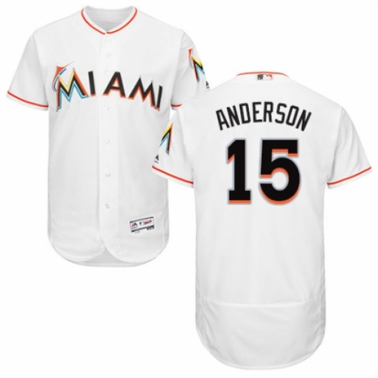 Men's Majestic Miami Marlins #15 Brian Anderson White Home Flex Base Authentic Collection MLB Jersey - Ujersey