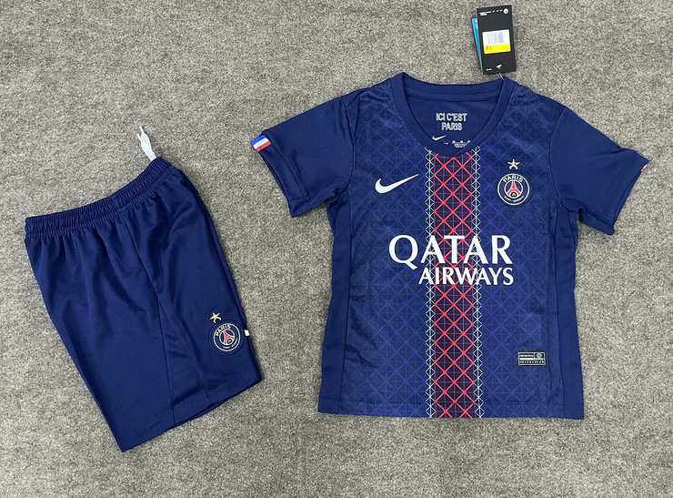 PSG Soccer Jersey Home Kids Kit Jersey+Shorts 2025/26 - With Star - Ujersey NHL