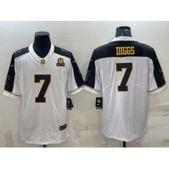 Men's Dallas Cowboys #7 Trevon Diggs White Gold Edition With 1960 Patch Limited Stitched Football Jersey - Ujersey