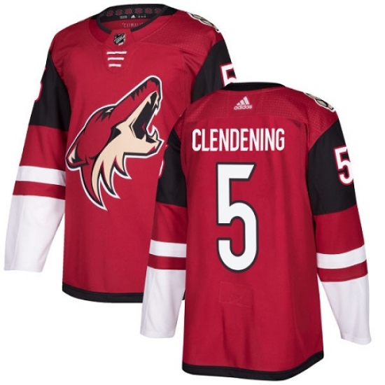 Men's Adidas Arizona Coyotes #5 Adam Clendening Premier Burgundy Red Home NHL Jersey - Ujersey