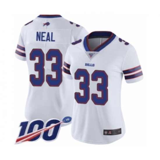 Women's Buffalo Bills #33 Siran Neal White Vapor Untouchable Limited Player 100th Season Football Jersey - Ujersey