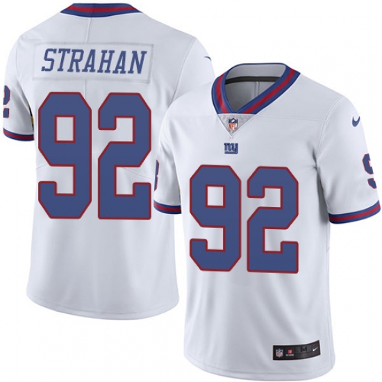 Men's Nike New York Giants #92 Michael Strahan Limited White Rush Vapor Untouchable NFL Jersey - Ujersey