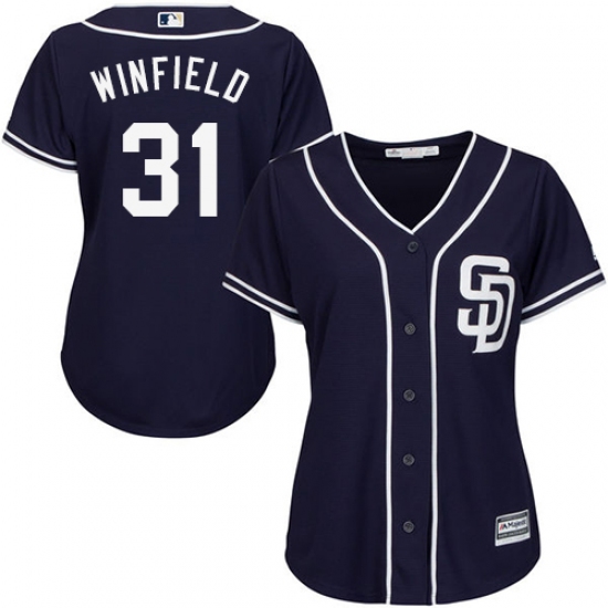 Women's Majestic San Diego Padres #31 Dave Winfield Authentic Navy Blue Alternate 1 Cool Base MLB Jersey - Ujersey