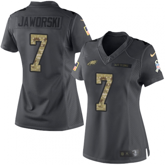 Women's Nike Philadelphia Eagles #7 Ron Jaworski Limited Black 2016 Salute to Service NFL Jersey - Ujersey
