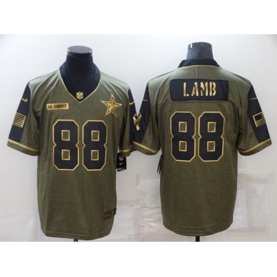 Men's Dallas Cowboys #88 CeeDee Lamb Gold 2021 Salute To Service Limited Player Jersey - Ujersey