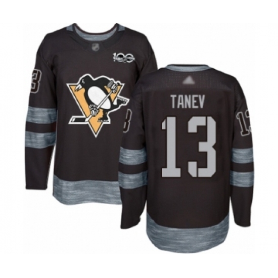 Men's Pittsburgh Penguins #13 Brandon Tanev Authentic Black 1917-2017 100th Anniversary Hockey Jersey