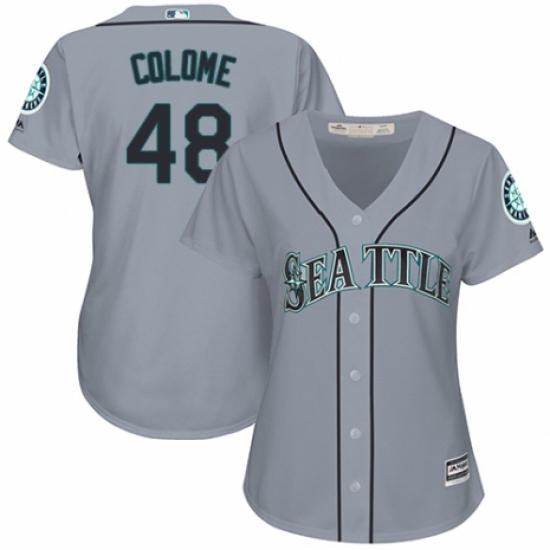 Women's Majestic Seattle Mariners #48 Alex Colome Authentic Grey Road Cool Base MLB Jersey - Ujersey