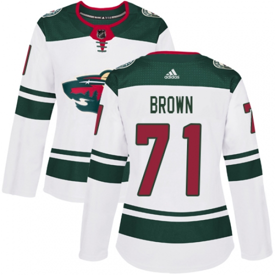 Women's Adidas Minnesota Wild #71 J T  Brown Authentic White Away NHL Jersey - Ujersey