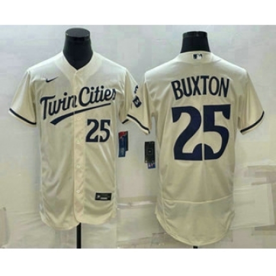 Men's Minnesota Twins #25 Byron Buxton 2023 Cream Flex Base Stitched Jersey - Ujersey