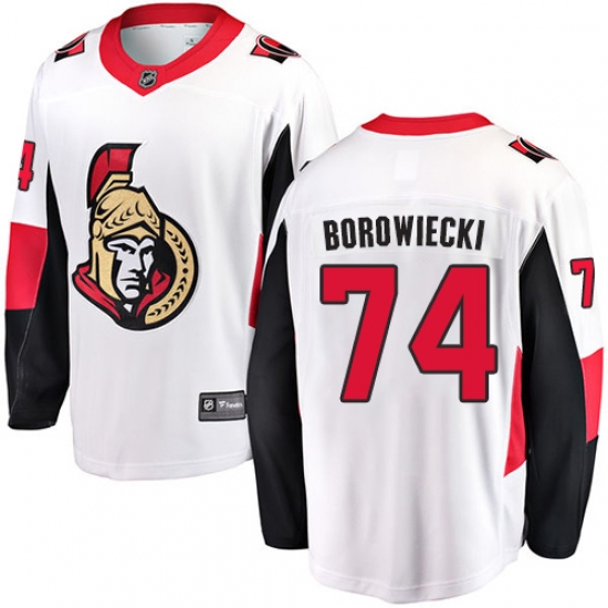 Men's Ottawa Senators #74 Mark Borowiecki Fanatics Branded White Away Breakaway NHL Jersey - Ujersey