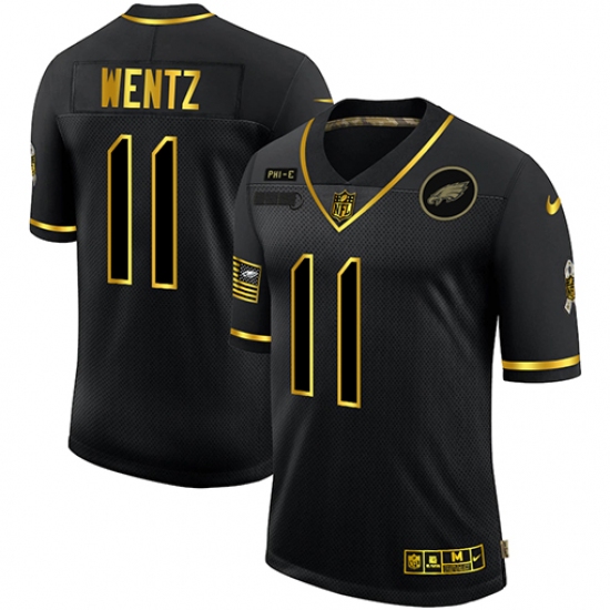 Men's Philadelphia Eagles #11 Carson Wentz Olive Gold Nike 2020 Salute To Service Limited Jersey - Ujersey