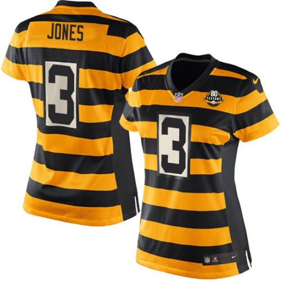 Women's Nike Pittsburgh Steelers #3 Landry Jones Limited Yellow/Black Alternate 80TH Anniversary Throwback NFL Jersey - Ujersey