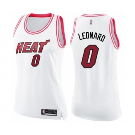 Women's Miami Heat #0 Meyers Leonard Swingman White Pink Fashion Basketball Jersey - Ujersey