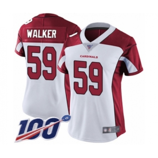 Women's Arizona Cardinals #59 Joe Walker White Vapor Untouchable Limited Player 100th Season Football Jersey - Ujersey