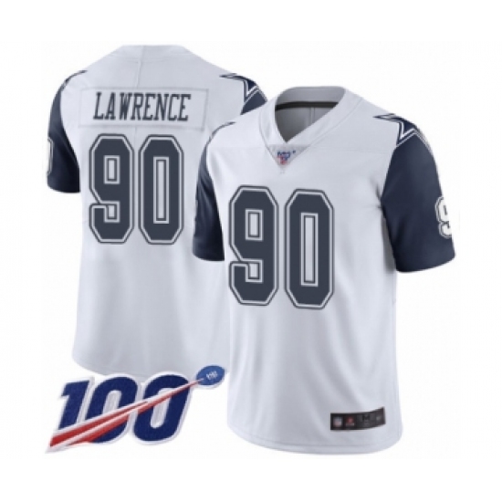 Men's Dallas Cowboys #90 DeMarcus Lawrence Limited White Rush Vapor Untouchable 100th Season Football Jersey - Ujersey