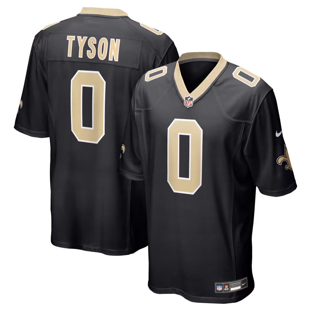 Men's New Orleans Saints Jordyn Tyson Nike Black 2026 NFL Draft First Round Pick No. 8 Team Game Jersey - Ujersey