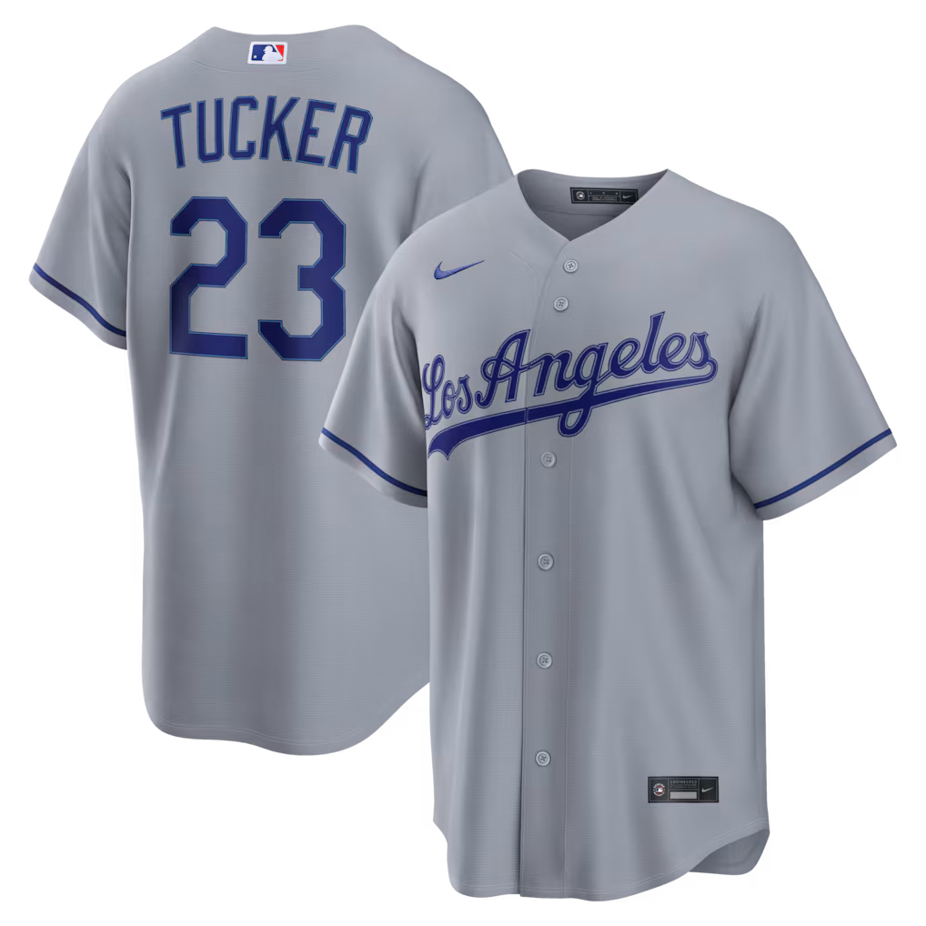 Men's Los Angeles Dodgers Kyle Tucker Nike Gray Road Replica Jersey - Ujersey